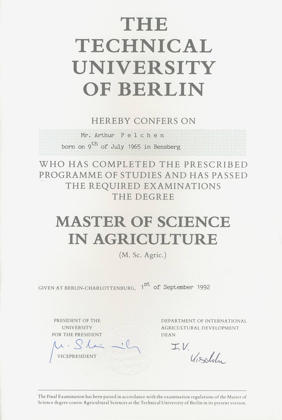 Agricultural Science, MSc